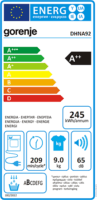 Gorenje DHNA92 Hőszivattyús szárítógép 9kg 245 kWh - Fehér