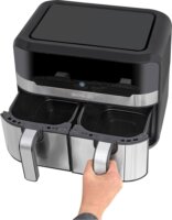 Heinrich‘’s HFR 8214 AirFryer Forrólevegős sütő 2x4,5L 2400 Watt - Fekete / Inox