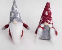 Iris Karácsonyi Felakasztható Textil Manó 15cm - Bordó / Szürke
