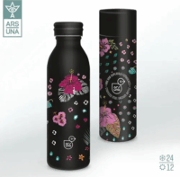 Ars Una Black Hibiscus 24 Dupla falú Termosz kulacs 600ml - Fekete mintás