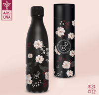 Ars Una Flowery Black 24 Dupla falú Termosz kulacs 500ml - Fekete mintás