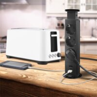 Delight 20430MBU 2x USB-A Rejtett hálózati elosztó 3 aljzatos 1.5m - Fekete