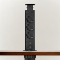 Delight 20430MBU 2x USB-A Rejtett hálózati elosztó 3 aljzatos 1.5m - Fekete