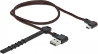 Delock 85270 Easy-USB-A 90° apa - MicroUSB-B 90° apa 2.0 Adat és töltő kábel 0.5m - Fekete/Piros