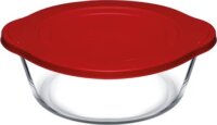 Pasabahce Borcam Hőálló üvegedény fogóval Műanyag fedővel Ø 25cm 2,2L - Átlátszó / Piros