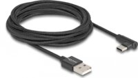 Delock 80033 USB-A apa - USB-C 90° apa 2.0 Adat és töltő kábel 3m - Fekete