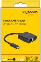 DeLock 66644 USB-C Gigabit Ethernet Adapter - Fekete