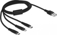 DeLock 87155 USB-A apa - USB-C / MicroUSB-B / Lightning apa 2.0 Adat és töltő kábel 1m - Fekete
