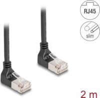 DeLock 80282 S/FTP Cat6a RJ45 90° Patch kábel 2m - Fekete