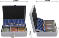 Rottner HomeStar Cash Euro 2 Rekeszes Pénzkazetta 30 x 9 x 24 cm - Ezüst