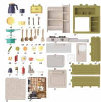 Játékkonyha szett kiegészítőkkel és világítással gyerekeknek - Zöld