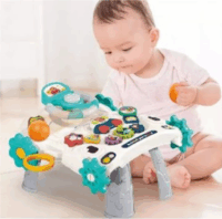 Járássegítő matatófal és foglalkoztató 3 az 1-ben asztal - Szürke/Fehér