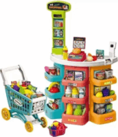 Szupermarket játékszett guruló bevásárlókocsival és kiegészítőkkel 72 darabos 78 cm