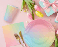 Vidám szivárvány mintás papírpohár 260 ml - 6 darab / csomag