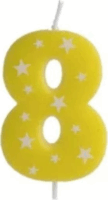 QX Toys Sárga születésnapi 8-as számgyertya 6 cm