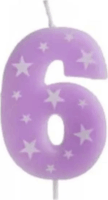 QX Toys Lila születésnapi 6-os számgyertya 6 cm