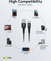 Goobay 74528 USB-C apa - USB-A apa 2.0 Adat és töltőkábel 3m - Fekete