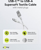 Goobay 74532 USB-C apa - USB-A apa 2.0 Adat és töltőkábel 3m - Fehér