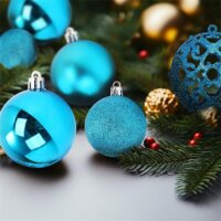 Iris Karácsonyi Műanyag gömb dísz készlet 100 darabos Vegyes méret - Türkiz