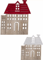 Faházikó karácsonyfa dísz karácsonyi dekoráció 12 darabos 3 x 4,5 cm - Piros / fehér