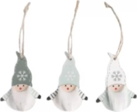 Fa Mikulás dísz akasztóval karácsonyi dekoráció 3 darabos 8 cm - Zöld/Fehér