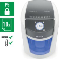 Leitz IQ OptiMax Office P5 iratmegsemmisítő 10 lap 35L - Fehér/Szürke