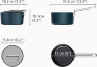 Joseph Joseph Space Kerámia Bevonatos Tapadásmentes Fazék fedővel Ø15cm - Kék
