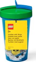 LEGO Coppenhagen 500ml Műanyag gyerek pohár szívószállal - Iconic fiú mintás