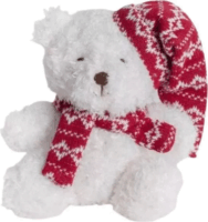 Piros sapkás karácsonyi maci plüssfigura 16 cm