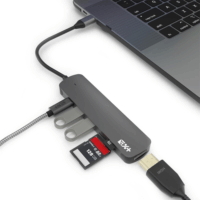 NextOne Essentials PD-ESS-HUB USB-C apa - USB/HDMI/SD anya Többportos Átalakító Adapter - Szürke
