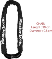Master Lock 8392EURDPRO Számzáras Kerékpár Zár 8mm - Fekete