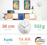 Mebus 13080 Rádióvezérelt falióra Ø 30cm - Fehér