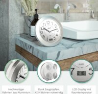 Mebus 41964 Quarz Fürdőszobai óra Ø 17cm - Fehér / Ezüst