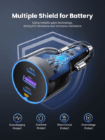 Ugreen 35024 2xUSB-C / USB-A Szivargyújtó töltő - Fekete