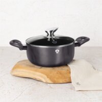 Blauman BL-3963 Carbon Pro Alumínium Lábas Üveg fedővel Ø 20cm 2,5L - Fekete