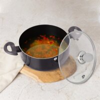 Blauman BL-3964 Carbon Pro Lábas Üveg fedővel Ø 26cm 3,1L - Fekete