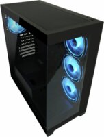 LC-Power LC-715B-ON 715B Seamless_X Midi Torony Számítógépház + 4db 120mm ventilárot - Fekete