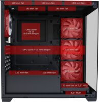 LC-Power LC-715B-ON 715B Seamless_X Midi Torony Számítógépház + 4db 120mm ventilárot - Fekete