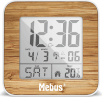 Mebus 27247 Digitális ébresztőóra - Fa mintás/Fehér