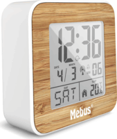 Mebus 27247 Digitális ébresztőóra - Fa mintás/Fehér