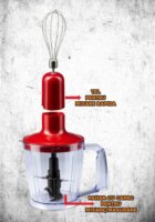 Hausberg HB-7700RS 1000W 4 az 1-ben kézi Botmixer készlet 1000W - Piros/Fehér