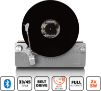 Lenco LSA-071SI Bakelit Vinyl Bluetooth lemezjátszó beépített hangszóróval - Ezüst