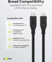 Goobay 74193 USB-C apa - USB-C apa 4.0 Adat és töltőkábel 2 m - Fekete