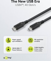 Goobay 74193 USB-C apa - USB-C apa 4.0 Adat és töltőkábel 2 m - Fekete