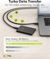 Goobay 74193 USB-C apa - USB-C apa 4.0 Adat és töltőkábel 2 m - Fekete