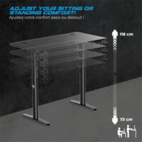 Spirit of Gamer Headquarter 700 Elektromosan állítható Gamer asztal 120 x 60 x 73-118 cm - Fekete