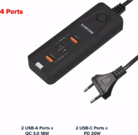 Canyon H-10 2x USB-A / 2x USB-C Hálózati Gyorstöltő Adapter 40W - Fekete