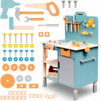 Promis: Fa játék szerelőasztal szerszámokkal 65 darabos készlet