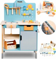 Promis: Fa játék szerelőasztal szerszámokkal 65 darabos készlet