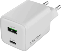 Canyon CU45AC 1x USB-A / 2x USB-C Hálózati Gyorstöltő Adapter 45W - Fehér